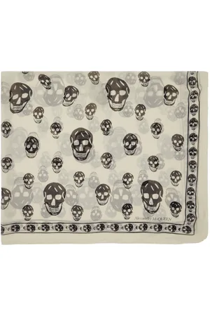 Alexander McQueen Off-White & Black Silk Skull Scarf