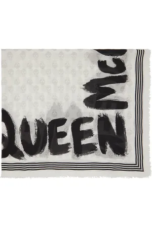 Alexander McQueen Black Graffiti Biker Scarf