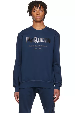 Alexander McQueen Mænd Sweatshirts - Navy Graffiti Sweatshirt