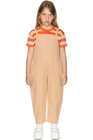 Tiny Cottons Kids Orange Solid Jumpsuit