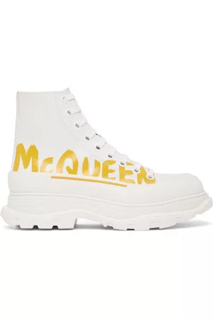 Alexander McQueen Mænd High top sneakers - White Grafitti Tread Slick High-Top Sneakers
