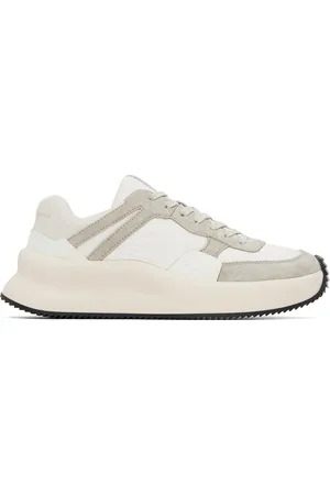 DRIES VAN NOTEN White & Gray Paneled Sneakers