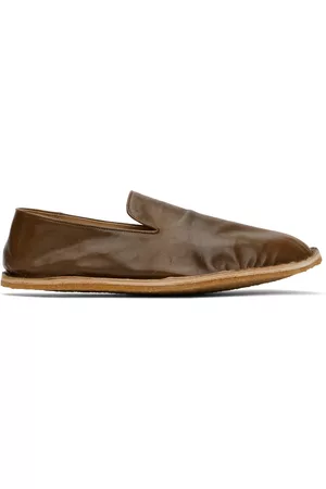 DRIES VAN NOTEN Mænd Flade sko - Brown Crinkled Leather Loafers