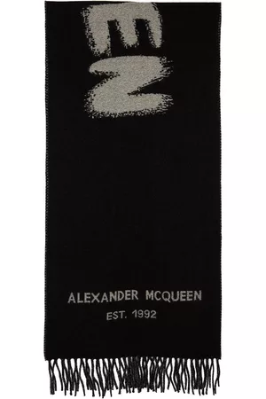Alexander McQueen Black & Grey Graffiti Scarf