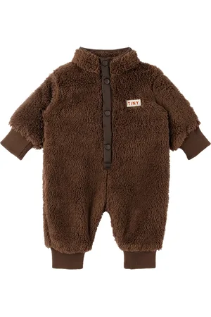 Tiny Cottons Baby Brown Press-Stud Jumpsuit