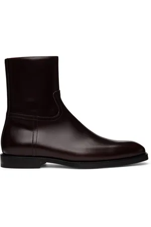 DRIES VAN NOTEN Black Leather Zip-Up Boots