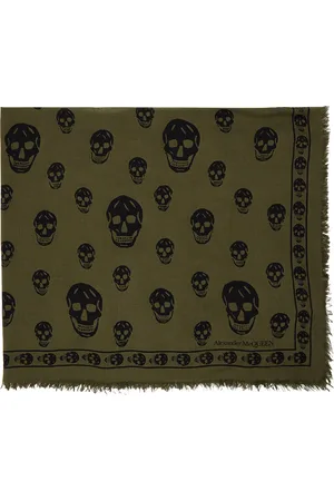 Alexander McQueen Khaki & Black Skull Scarf