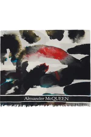 Alexander McQueen Multicolor Selvedge Tape Watercolor Graffiti Scarf