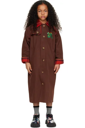 Mini Rodini Kids Brown Check Trim Trench Coat