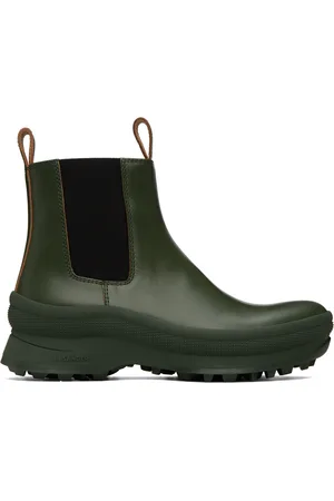 Jil Sander Mænd Støvler - Green Leather Chelsea Boots