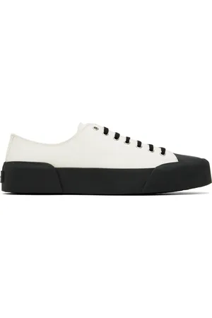 Jil Sander Mænd Sneakers - White & Black Canvas Sneakers