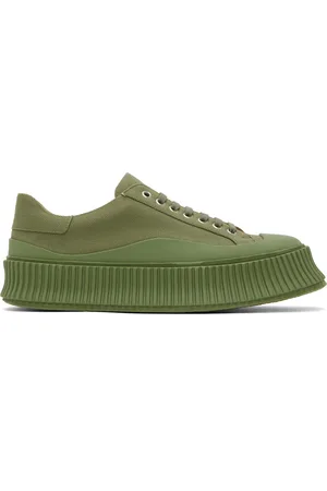 Jil Sander Green Canvas Platform Sneakers