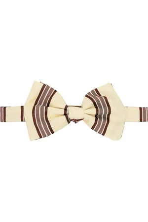 DRIES VAN NOTEN Mænd Butterflies - Beige & Brown Striped Bow Tie