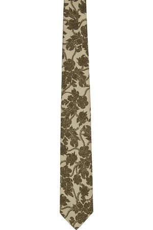 DRIES VAN NOTEN Beige & Brown Floral Tie