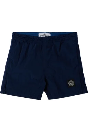 Stone Island Kids Navy Garment-Dyed Swim Shorts