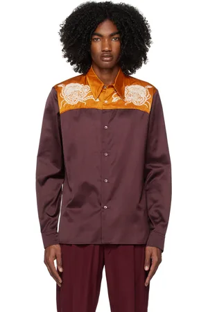 DRIES VAN NOTEN Purple & Orange Embroidered Shirt