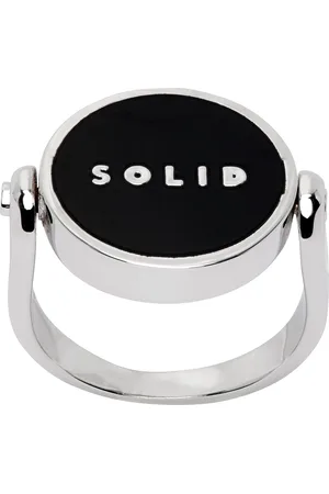Solid Silver & Black Solid Round Ring