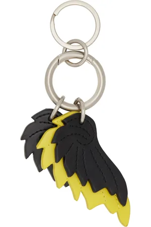 DRIES VAN NOTEN Black & Yellow Leather Keychain