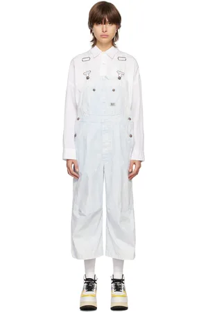 R13 Blue Cropped Overalls