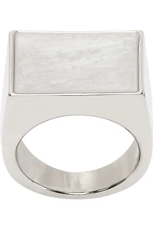 DRIES VAN NOTEN Silver & White Graphic Ring
