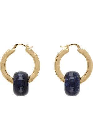 Jil Sander Gold & Blue Rough Nature Earrings