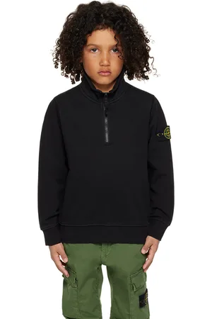 Stone Island Kids Black Half-Zip Sweatshirt