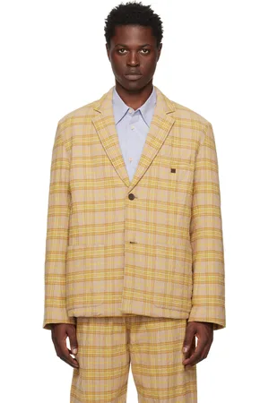 Acne Studios Brown & Orange Check Blazer