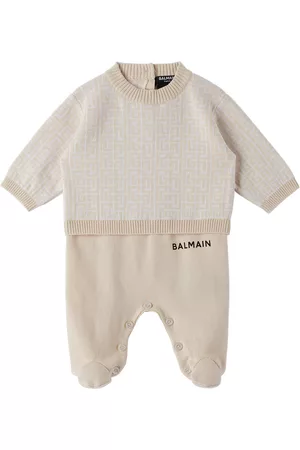 Balmain Piger Jumpsuits - Baby Beige Monogram Jumpsuit