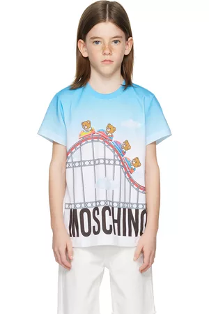 Moschino Kortærmede - Kids White & Blue Printed T-Shirt