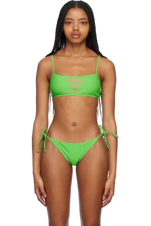 Moschino Kvinder Bikinier - Green Printed Bikini Top