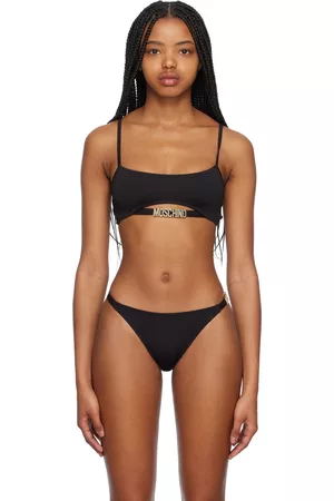 Moschino Kvinder Bikinier - Black Crystal-Cut Bikini Top