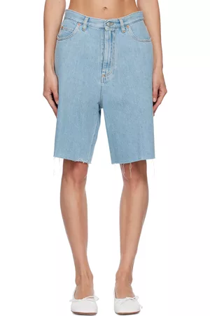 Maison Margiela Kvinder Shorts - Blue Faded Denim Shorts