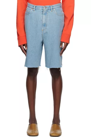 Maison Margiela Mænd Shorts - Blue Frayed Denim Shorts