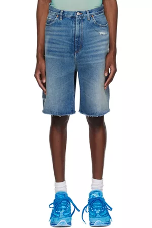 Maison Margiela Mænd Shorts - Blue Distressed Denim Shorts
