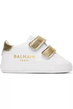 Balmain Accessories - Baby White & Gold Printed Pre-Walkers