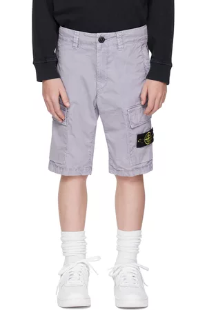 Stone Island Shorts - Kids Purple Garment-Dyed Shorts