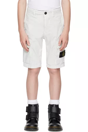 Stone Island Shorts - Kids Gray Garment-Dyed Shorts