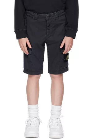 Stone Island Shorts - Kids Navy Garment-Dyed Shorts