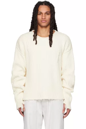 Maison Margiela Mænd Trøjer - Off-White Frayed Sweater
