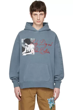 AWAKE NY Mænd Sweatshirts - Blue Printed Hoodie