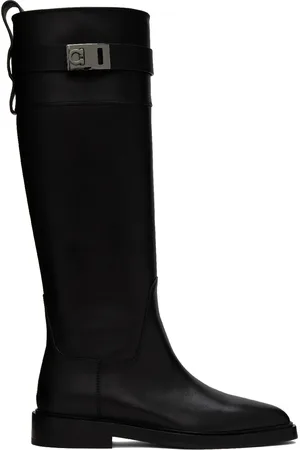 Salvatore Ferragamo Black Gancini Buckle Boots