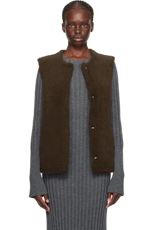 YVES SALOMON Brown Reversible Shearling Vest