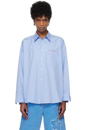 Marni Blue Peeping Logo Shirt