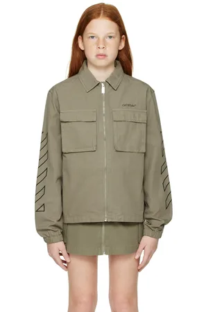 OFF-WHITE Kids Khaki Bookish Diag Field Jacket