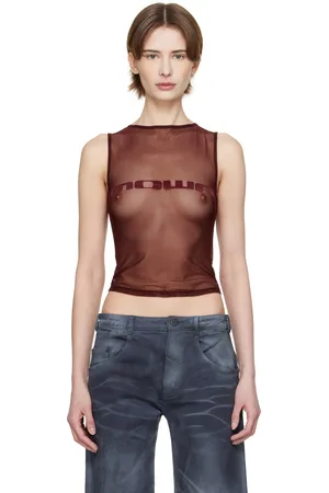 Mowalola Burgundy MISS SIXTY Edition Stretchy Tank Top