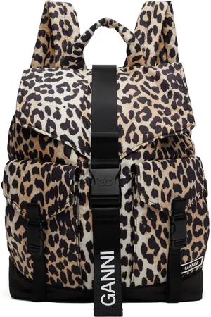 Ganni Black & Beige Tech Backpack