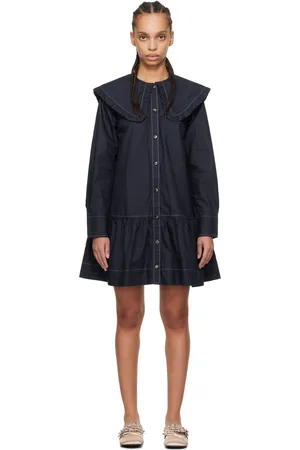 Ganni Navy Shirt Minidress