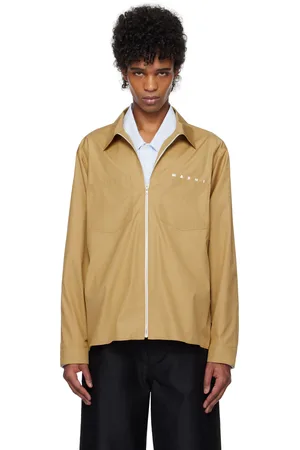 Marni Beige Hidden Logo Organic Poplin Zip Shirt