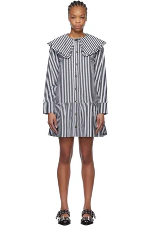 Ganni Black & White Stripe Shirt Minidress