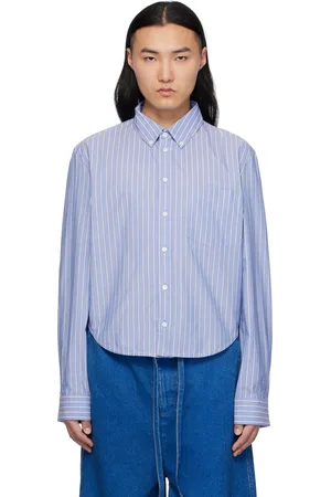 Marni Blue & Off-White Poplin Stripe Long Sleeve Shirt